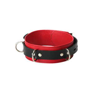 Lederen roodzwarte halsband