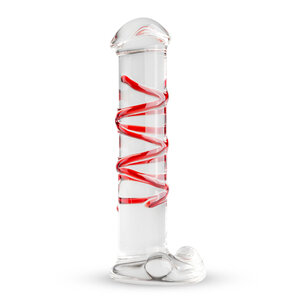 Realistische Dildo Met Rode Strepen - Transparant