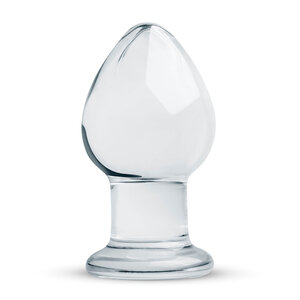 Ronde Glazen Buttplug - Transparant