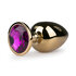 Metalen buttplug met paarse diamant - goudkleurig_