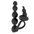 Triple Pleasure Cockring Met Anaalkralen En Stimulator - Zwart_