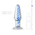 Smalle Glazen Buttplug Met Blauwe Spiraal - Transparant_